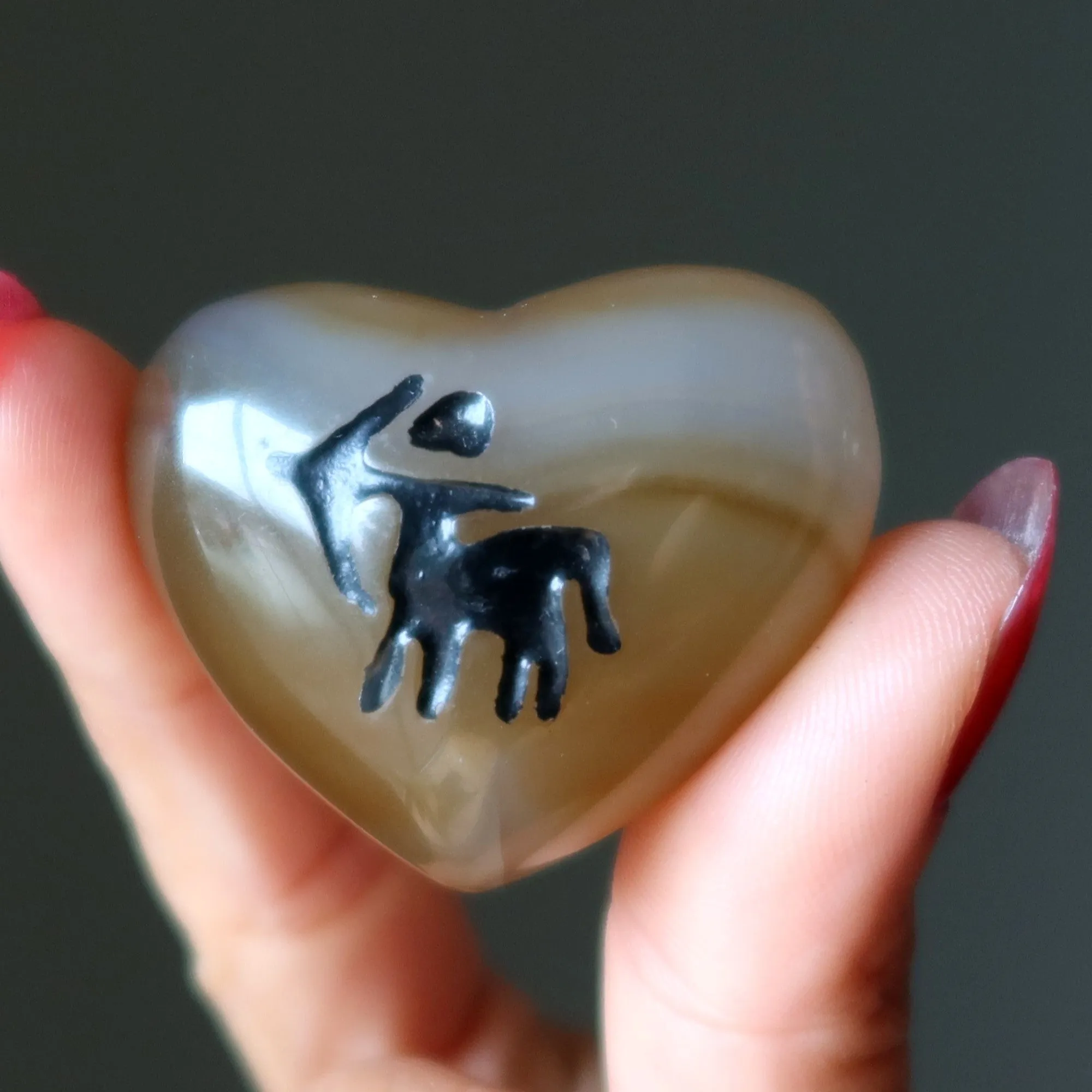Carnelian Heart Inscribed Centaur or Snake